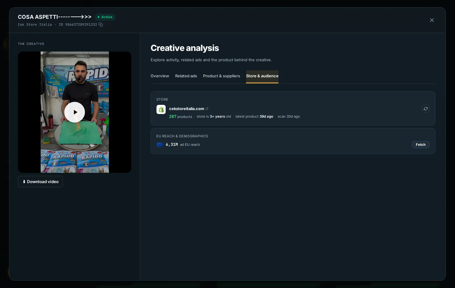 Reach and audience panel available in Ads Bench