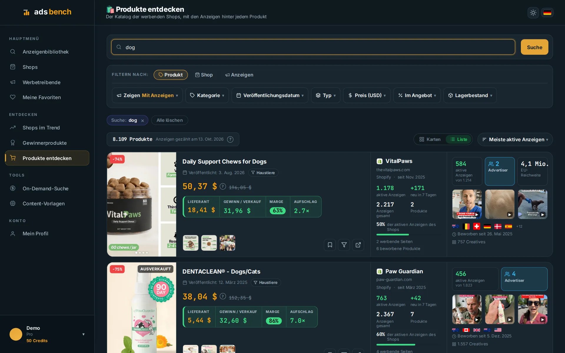 Ads Bench: Explorar Produtos