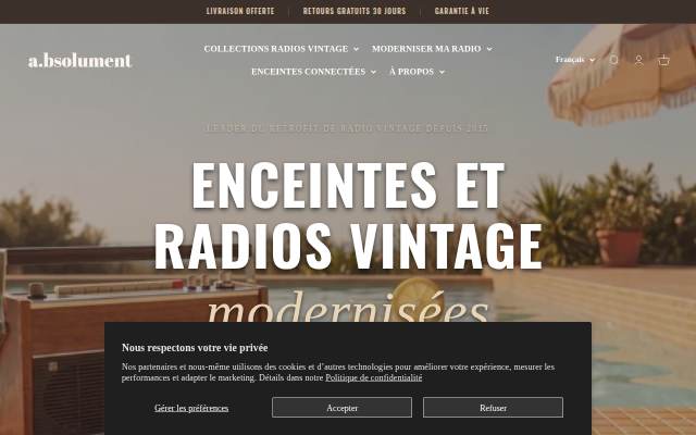 Startseite von A.bsolument - Radios Vintage Bluetooth | Fabrication française