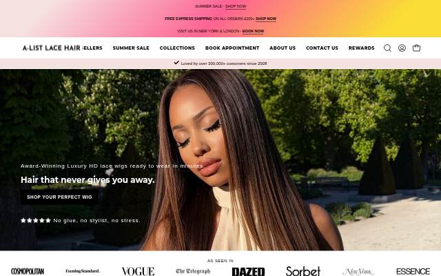 A-List Lace Hair storefront
