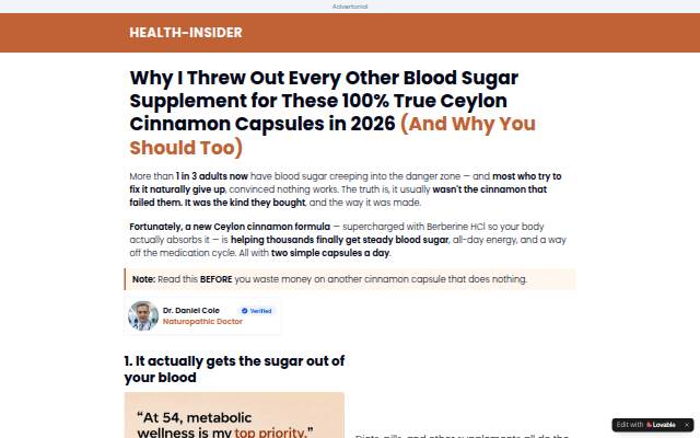 Startseite von Why I Threw Out Every Other Blood Sugar Supplement for True Ceylon Cinnamon