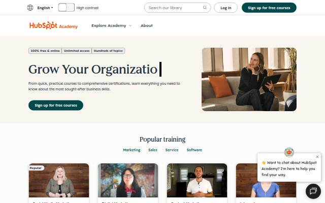 HubSpot Academy storefront