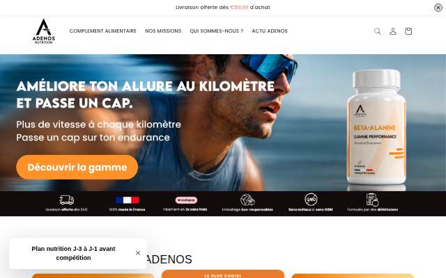 Adenos Nutrition storefront