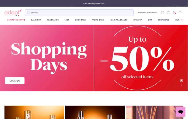 Adopt : fragrances, face and body care, make storefront