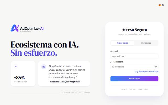 Escaparate de AdOptimizer — IA para campañas publicitarias que convierten