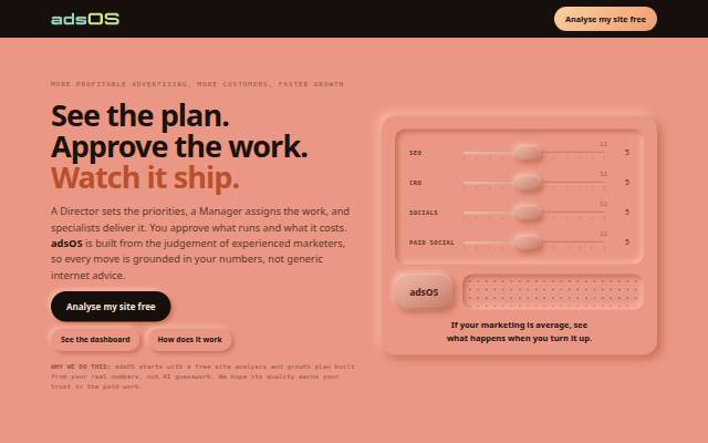 adsOS: your marketing department, on one screen storefront
