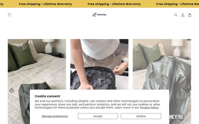 AerPackBag storefront