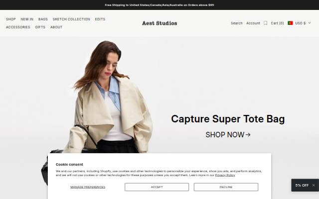 Aest Studios storefront