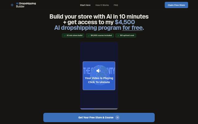 Startseite von AI Dropshipping Builder