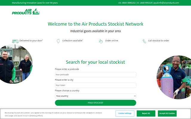Montra da Air Products Shop