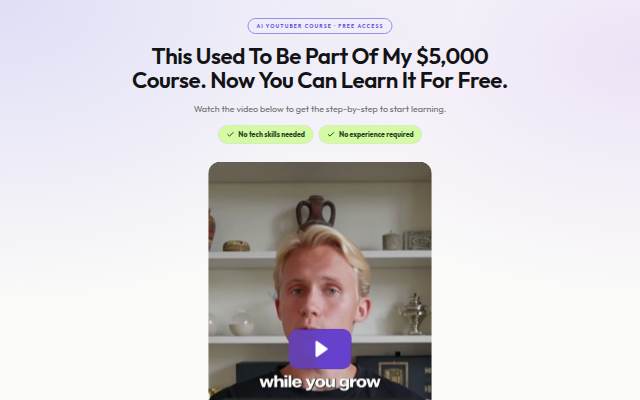 The AI YouTuber Course storefront