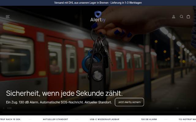 Startseite von Alertly