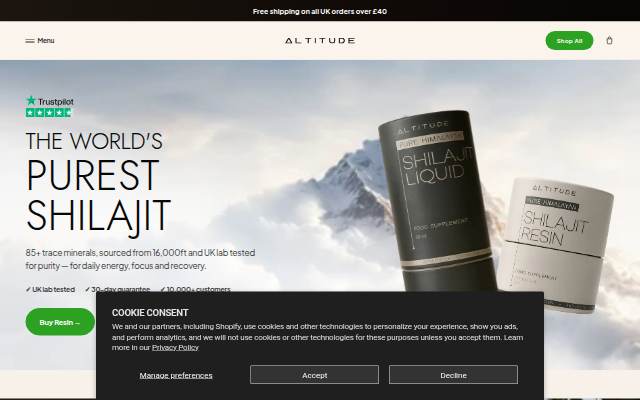 Altitude Supplements storefront