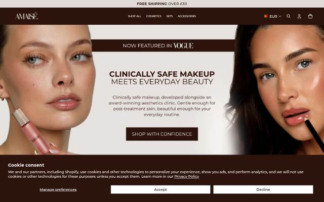 Amaisé Cosmetics storefront