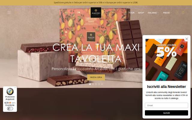 Startseite von Amedei shop
