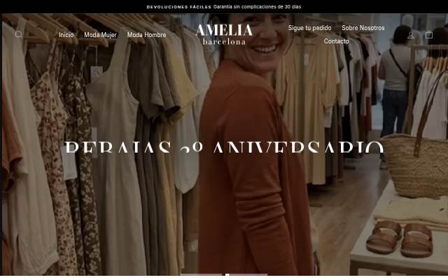 Startseite von Amelia Barcelona.