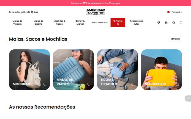 Montra da Malas de Viagem e Mochilas
