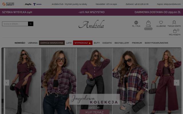 Andżela Sklep Online storefront
