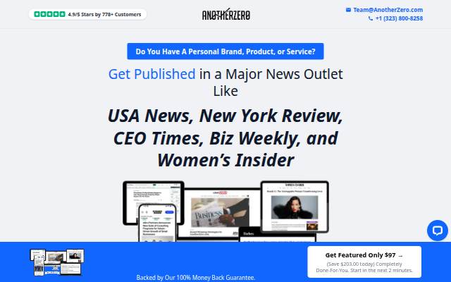 AnotherZero — Get Featured in Major News Outlets storefront