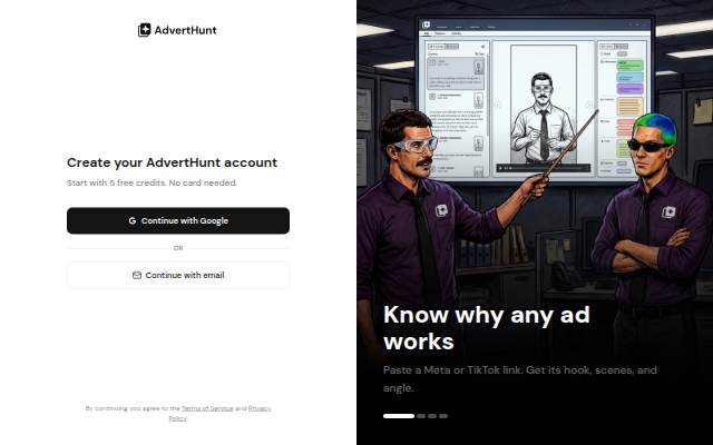 Startseite von AdvertHunt