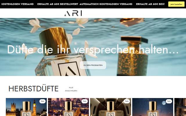 Ari fragrance storefront