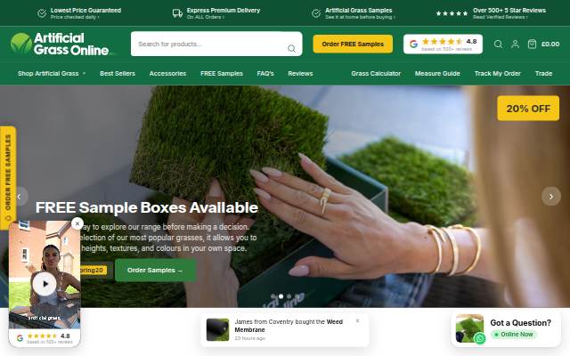 Artificial Grass Online storefront