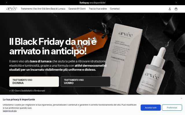 Startseite von Arvée Cosmetics