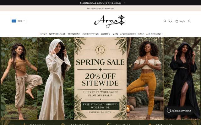 ARYA Clothing storefront