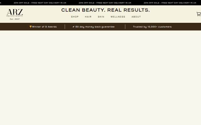 arzorganicbeauty.com storefront