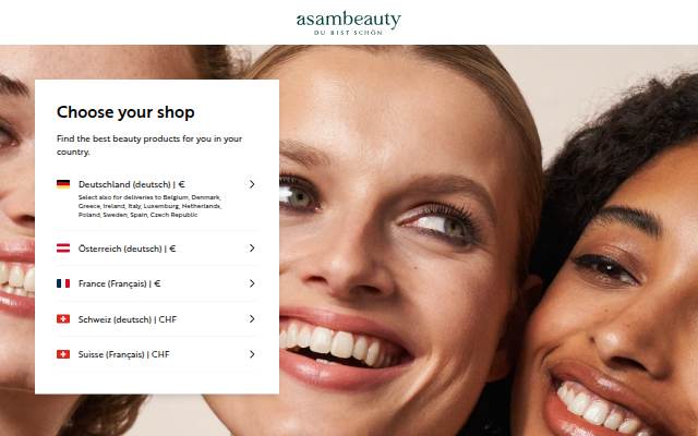 asambeauty Online Shop storefront