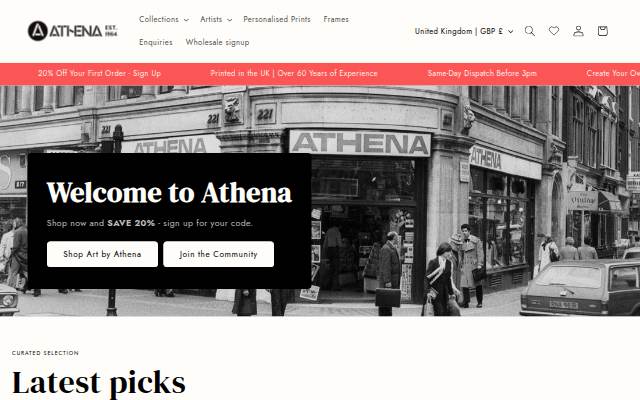 AthenaArt.com storefront