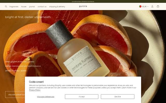aurora fragrance storefront