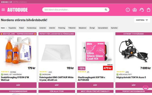 Nordens största bilvårdsbutik storefront