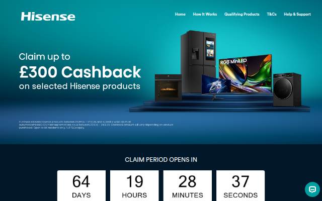 Hisense 2026 Autumn Cashback Promotion storefront