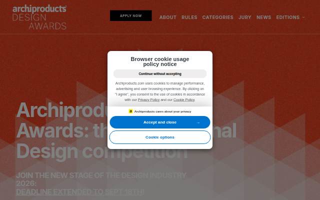 Archiproducts Design Awards storefront