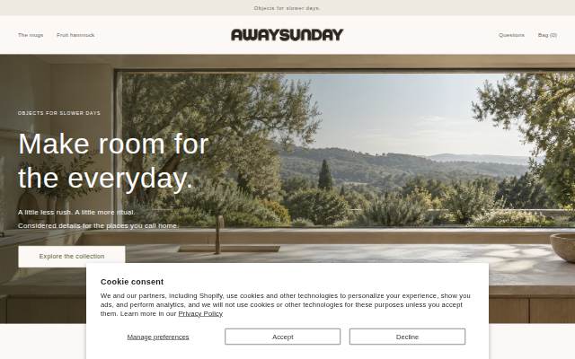 Away Sunday storefront