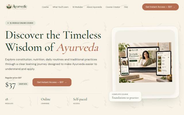 Ayurvedic Practitioner Course — 18 Modules Online storefront