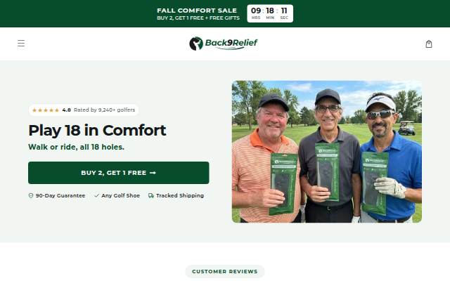 Startseite von Back9Relief