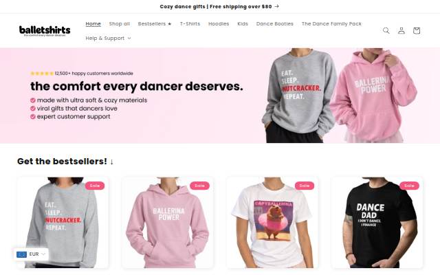 Startseite von Balletshirts