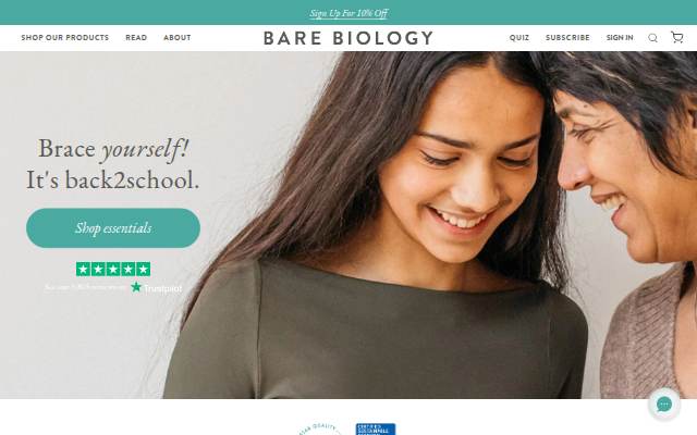 Bare Biology storefront