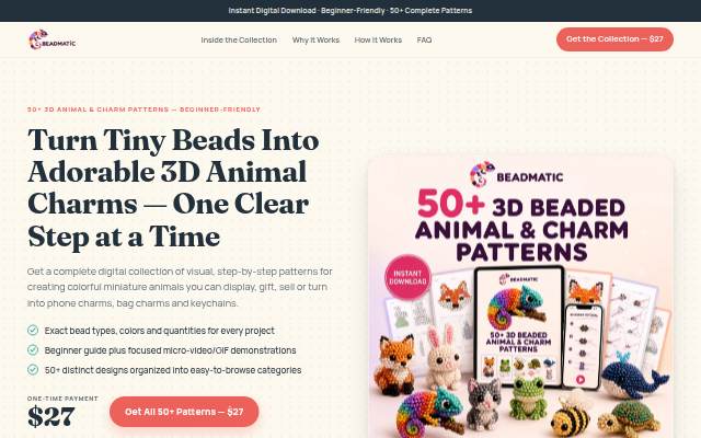 Escaparate de 50+ 3D Beaded Animal &amp; Charm Patterns