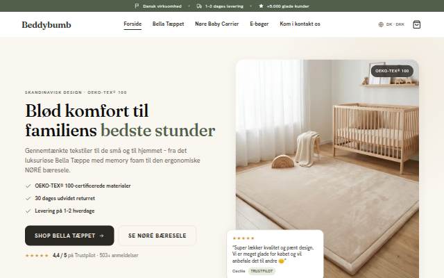 Beddybumb.dk storefront