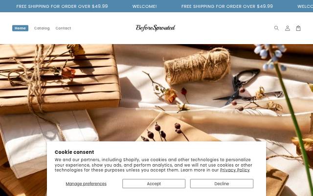 beforeSprouted.com storefront