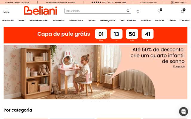 Startseite von Móveis, candeeiros &amp; acessórios. Até 50% desconto