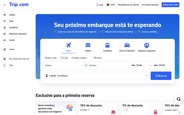 Site oficial da Trip.com storefront