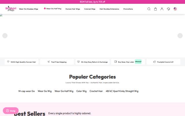 BGMgirl Hair Top Wear Go Glueless Wigs 100% Virgin Human Hair With Affordable Price. Focus on the girl's beauty storefront