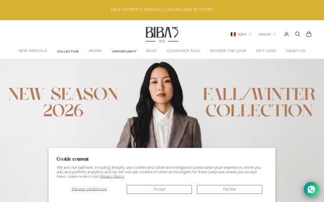 BIBA'S storefront