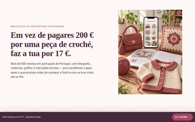 Biblioteca da Crocheteira Portuguesa — +600 receitas em PT storefront