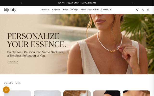 Personalized Jewelry - Necklaces, Bracelets &amp; Rings | Bijoufy storefront
