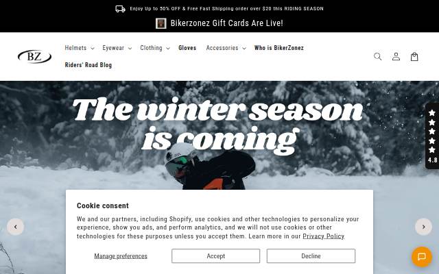 BikerZoneZ storefront